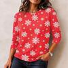 Women's Christmas Print Long Sleeve Neck Pullover Top