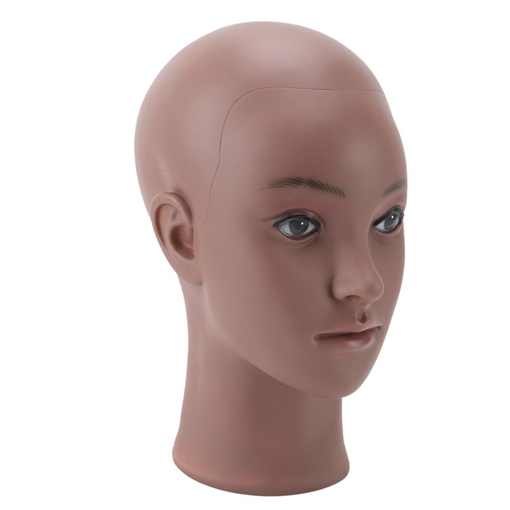 Female Bald Manikin Head Makeup Practice Washable PVC Mannequin Head Stand for Wig Making Hat Display