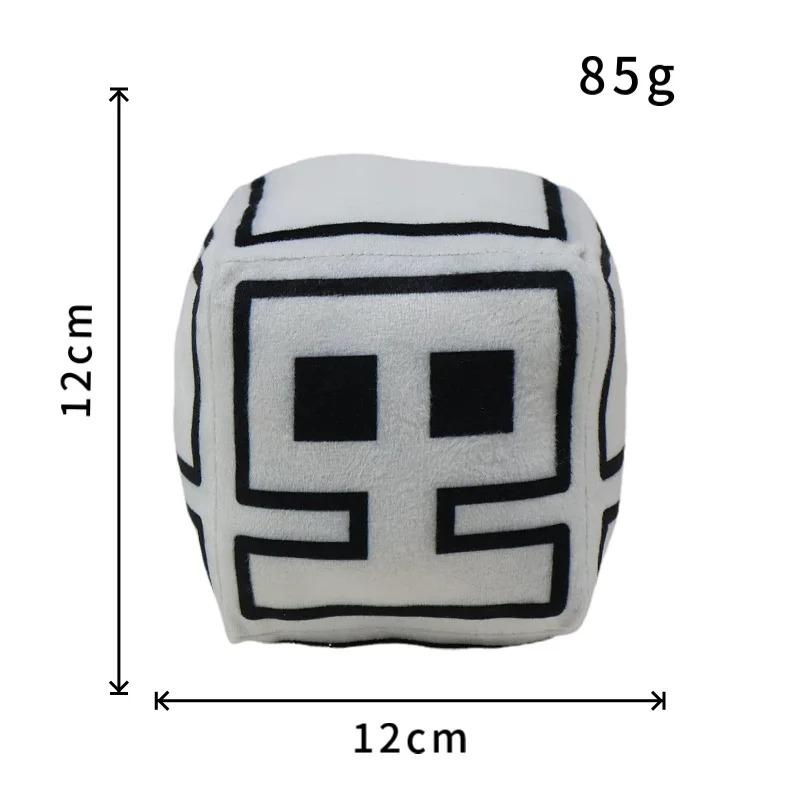 Juguetes de Peluche Cubo Geometry Dash Almohada Pequeña Muñeco de Peluche Relleno Colgante Cuadrado Juego Lindo Decoración para el Hogar Regalo de Cumpleaños para Niños