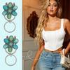 Turquoise Colored Flower Bag Clip Keychain, Backpack, Wallet Accessories