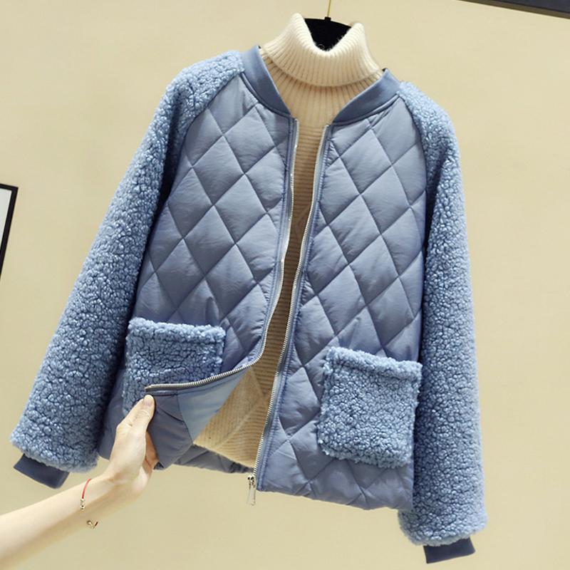 Coat Women's Short Loose Lambswool Down Stand Collar Fashion Jacket