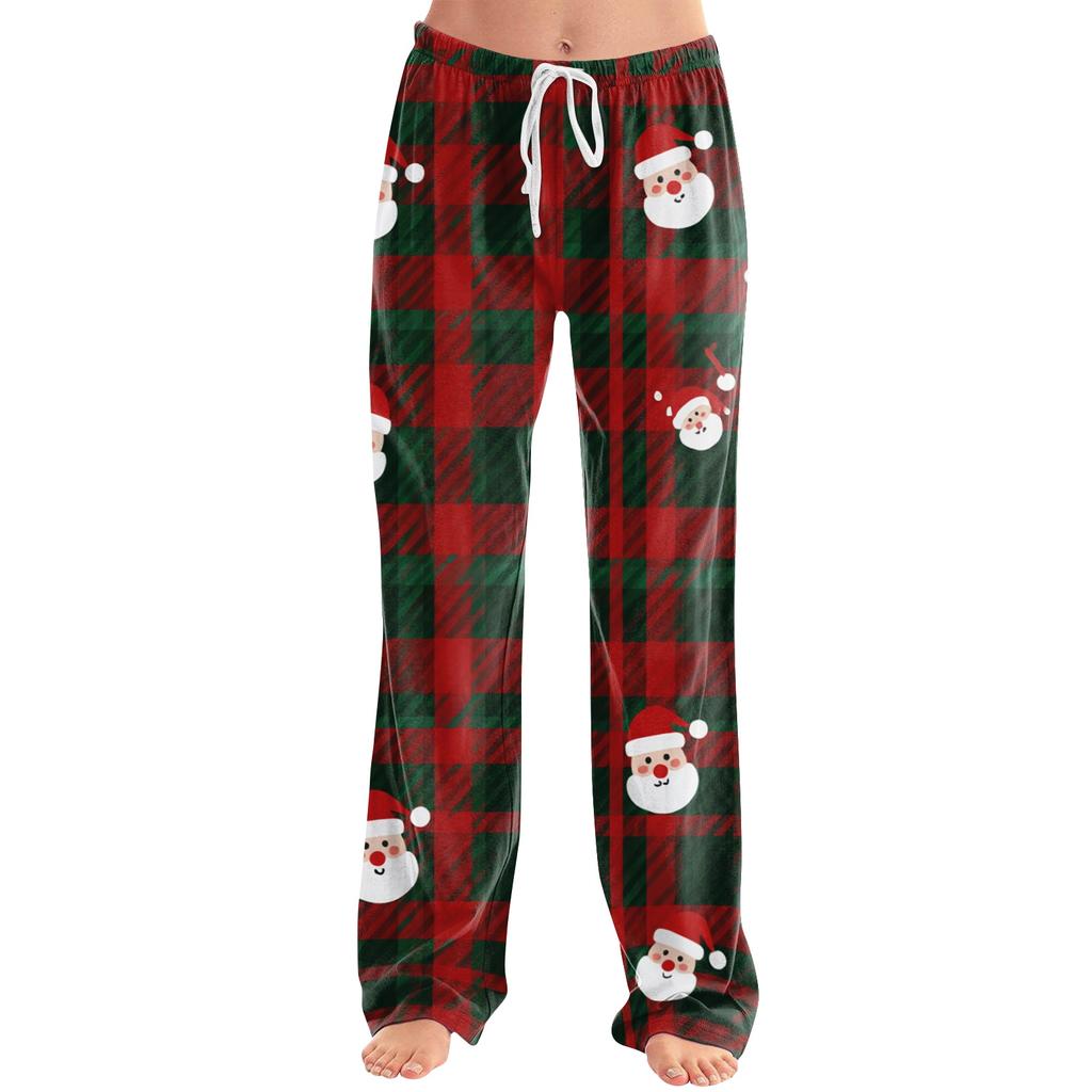 Women's Christmas Print Casual Pants with No Pockets for Holiday Lounging and Everyday Wear