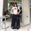 2026 Washed Distressed Denim Pants Women Wide Leg Loose Fit Embroidered Star Design