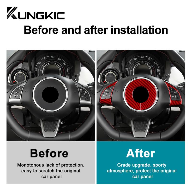 For Fiat 500 Abarth 595 2012 2013 2014 2015 2016 2017 2018 Car Steering Real Soft Carbon Fiber Sticker