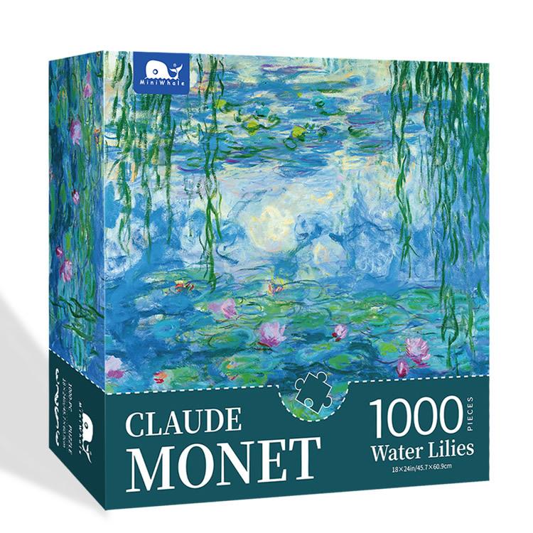 Famous Oil Painting Puzzle 1000 Pieces Monet Water Lily Paper 1000 Pieces Puzzle