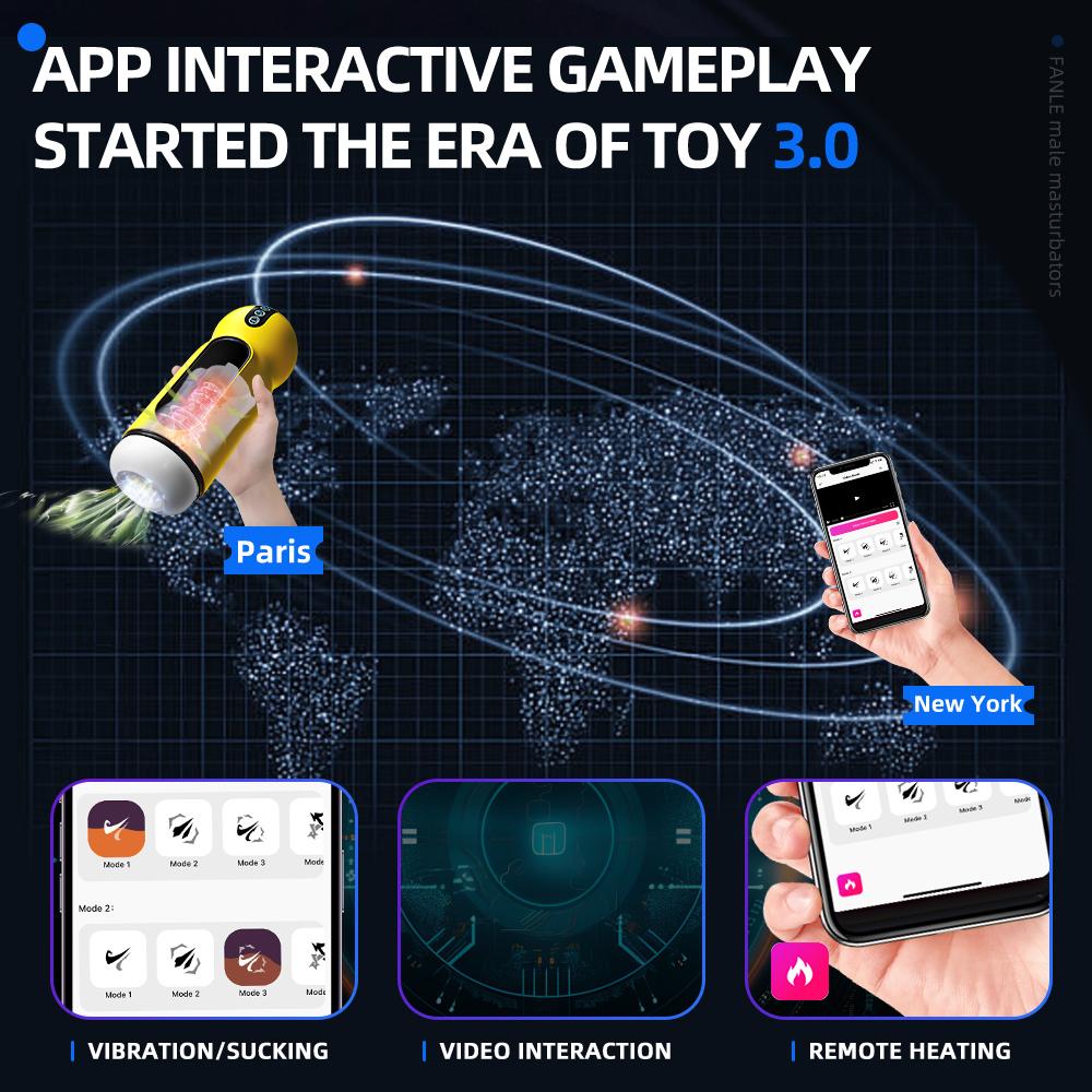 Bluetooth Automatic Male Masturbator Cup Blowjob Sucking Heated Pussy Sex Machine for Men APP Remote Control Penis Vibrator Toy