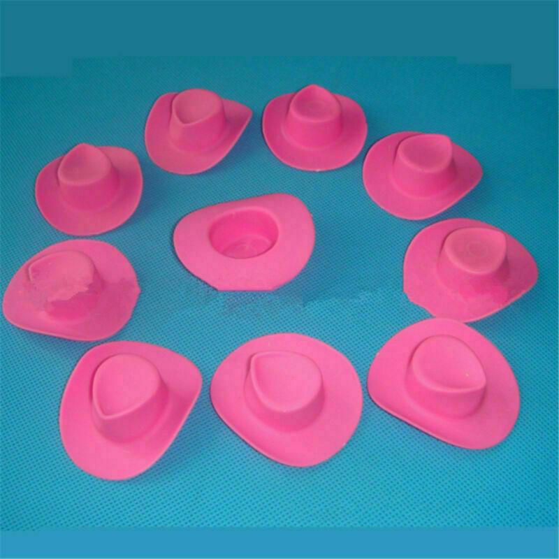 10Pcs/Bag Plastic Mini Cute Western Cowgirl Cowboy Doll Pink Hat Toys Accessories for Miniature Toy Party