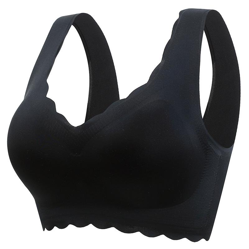 

Latex Seamless Bra Women s Plus Size Bra Women s Thin Fit Gathered Vest Style No Steel Ring Adjustable Sports Bra M чорний