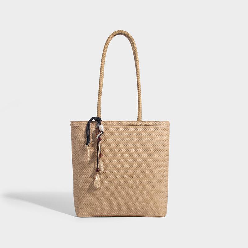 Hand-woven Bag Summer Hand-held Small Tote Bag Single-shoulder Bag Simple and Fashionable Commuting Bag