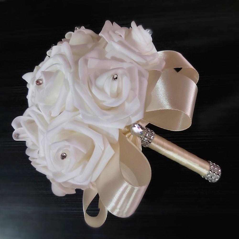 Romantic Bridal Wedding Bouquet Satin Artificial Rose Flower Rose Flower Bouquet  Bridal Wedding