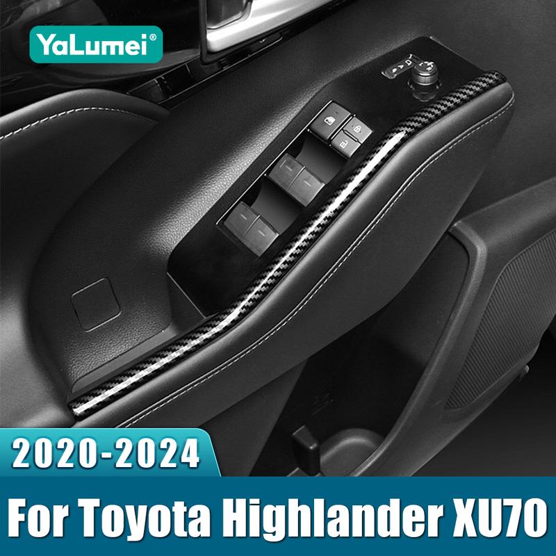 For Toyota Highlander XU70     2024 Hybrid Car Window Glass Lifter Switch Frame Trim Door Armrest Panel Sticker