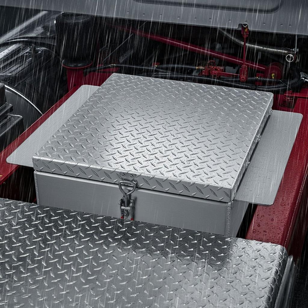 Truck Bed Tool Box, Heavy Duty Aluminum Tool Box with Diamond Plate, Storage Toolbox Chest Organizer Supports up to 100 kg, Ideal for Pickup, Truck