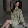 New shirt skirt sweet sexy boyfriend wind nightdress women's summer ice silk thin cardigan pajamas home air conditioning clothes