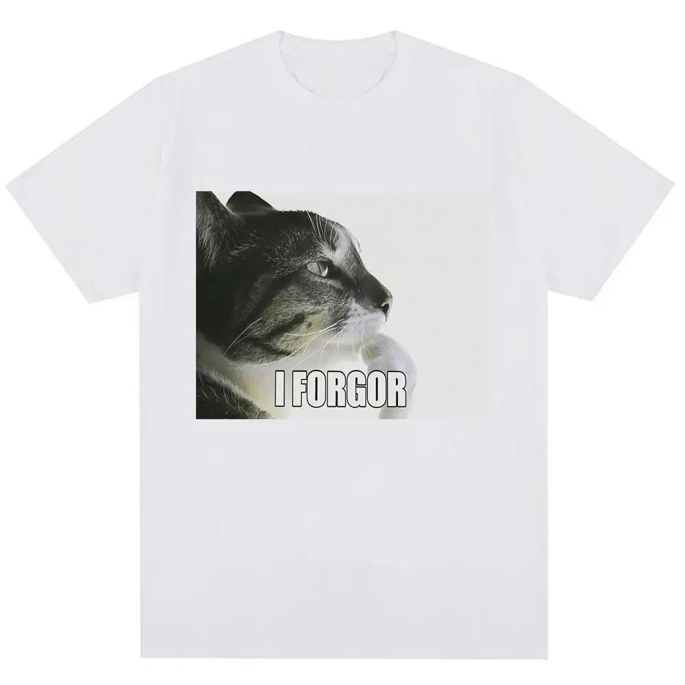 New I Forgor Funny Cat Meme Graphic T-shirt Women Trendy Humor Vintage T Shirts Casual T Shirt Streetwear Gifts Shirts for Women
