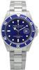 Daniel Muller DM-2018BL All Stainless Steel Diver's Watch, Water Resistant To 10 ATM, Blue
