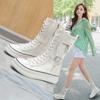 Summer High Top Women'S Shoes Knee High Boots Side Zipper Flats Vulcanized Shoes Lace-Up Comfortable Platform Sneakers