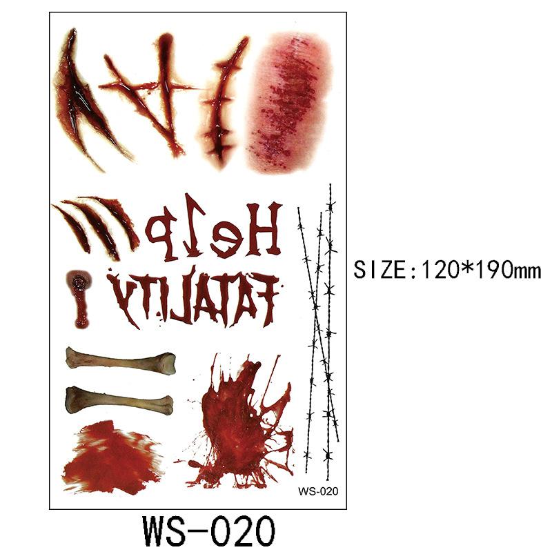 Halloween Tetovací samolepka Rána Jizva Horor Zábavný Kostýmová párty Samolepka na obličej Tetování