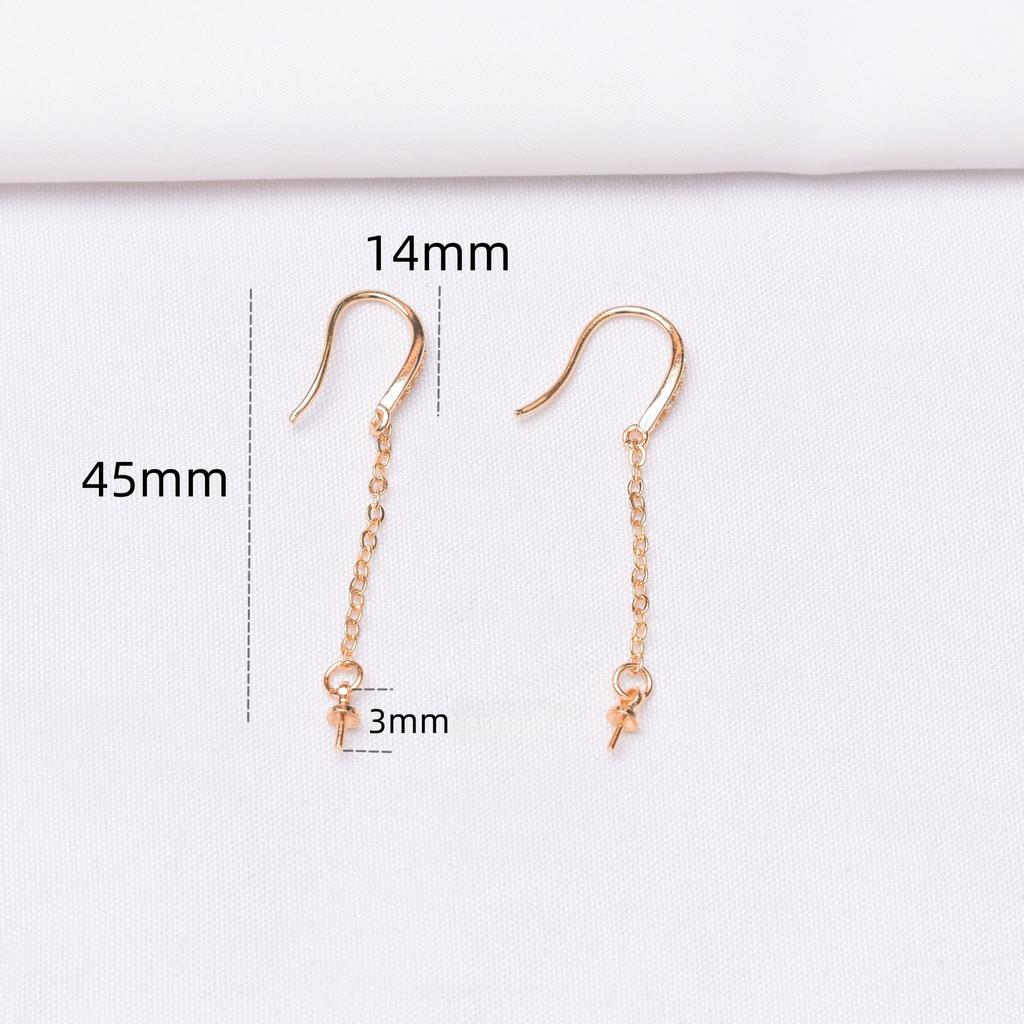 10pcs DIY Accessories 14K Gold Micro-inlaid Ear Hook Earline Empty Holder, Simple Long Handmade Earring Holder Work In Progress Jewelry