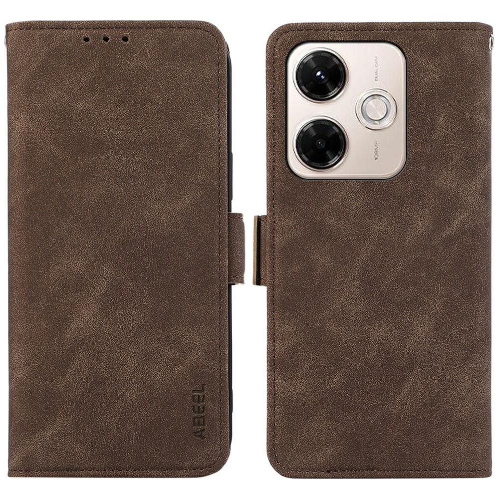 

ABEEL For Xiaomi Redmi 13x 4G Case PU Leather Folio Stand View RFID Blocking Phone Cover Brown