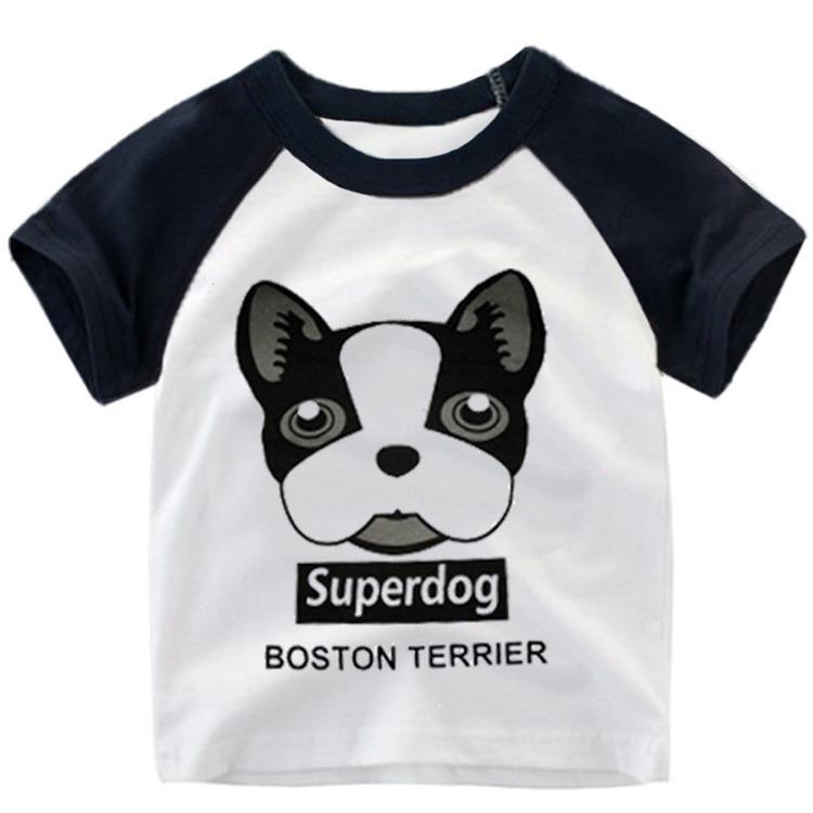 Kids Short Sleeve T Shirt Toddler Boys Girls Color Patchwork Summer Tops Cartoon Printed Graphic Tees