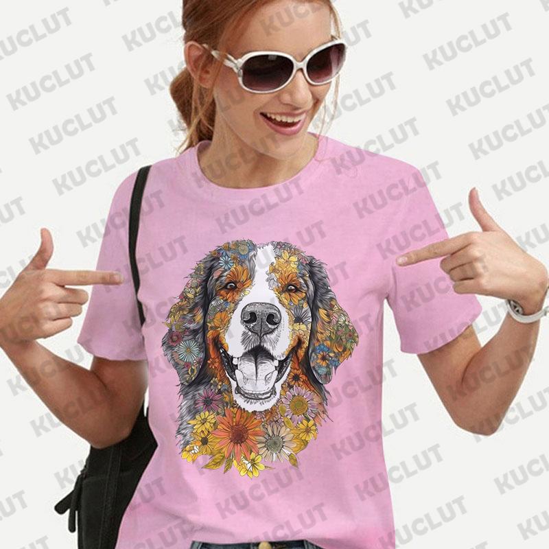 Dámské tričko s květinovým vzorem a čivavou, módní halenka s krátkým rukávem, Harajuku Ulzzang letní Y2k topy, dámské estetické oblečení