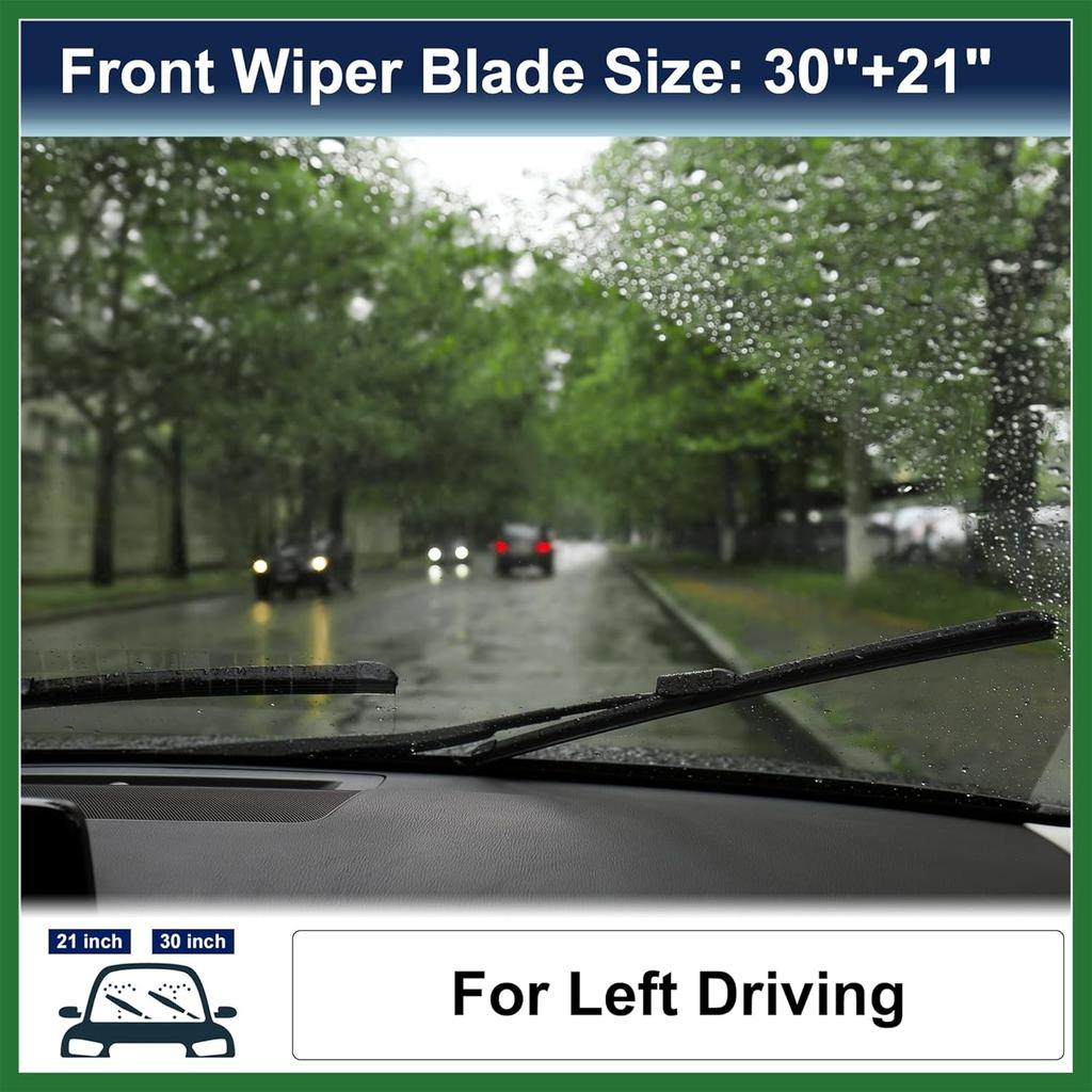 Motoforti 1 Pair 30"+21" Front Windshield Wiper Blade for BMW I3 2014-2021 Windscreen Wiper OE Replacement Set All-Seasons Side-Lock, Not J/U Hook