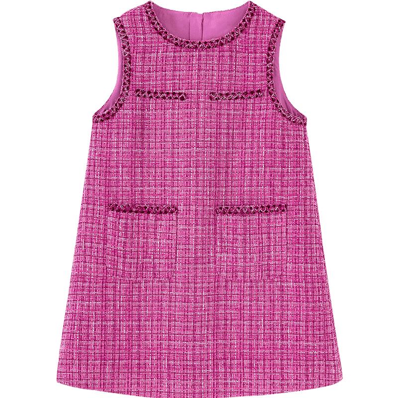 Minibala Girls  Sweet Sleeveless Plaid A-line Dress 110