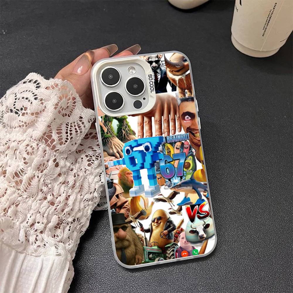 

Italian Brainrot Animals Silver Plated Inside Phone Case For iPhone 17 16 15 14 11 12 13 Pro Max Plus X XR XS Max Colored iPhone 13pro max
