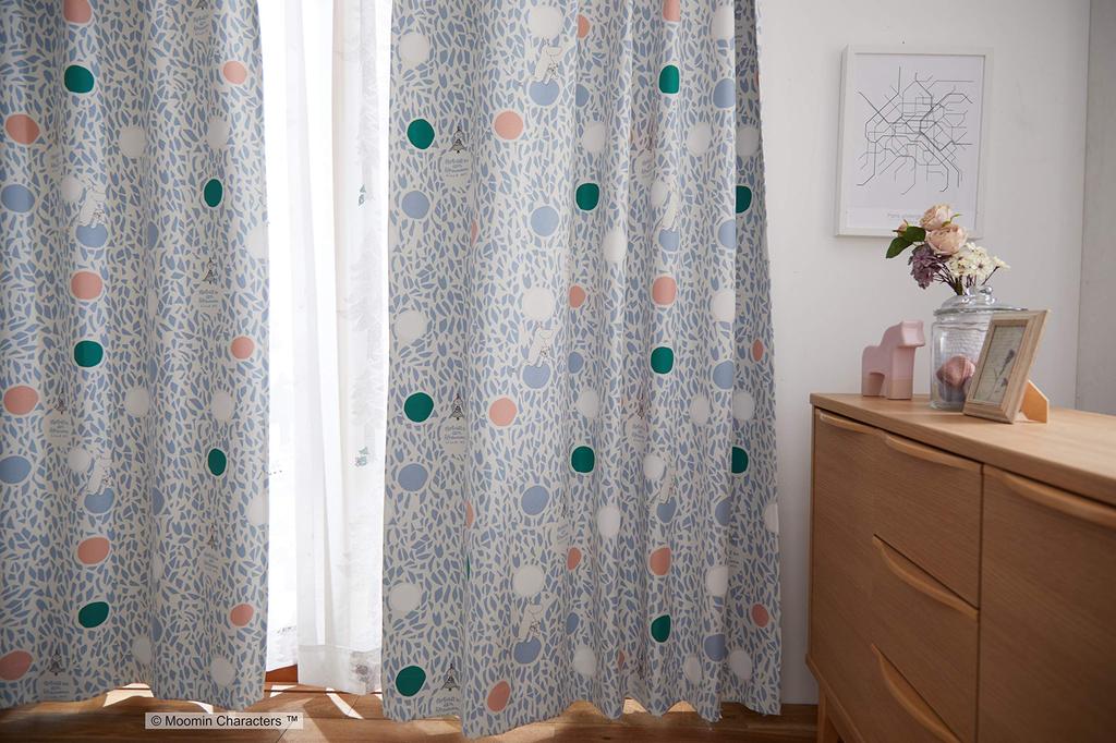 Suminoe MOOMIN Color Circle Curtain 1 100 x 178 Drape, Panel, cm, B, 323-75158