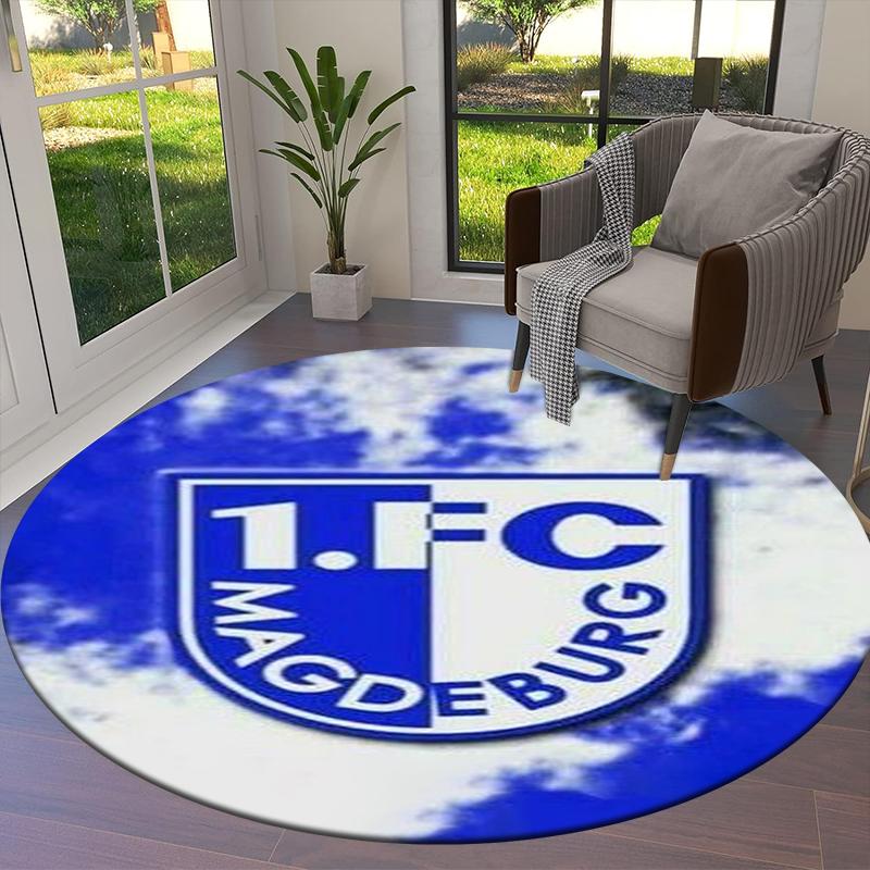 Tappeto Rotondo FC Magdeburg, Tappeto per Soggiorno Camera da Letto Divano Sala Giochi Decorazione, Tappetino Antiscivolo 56