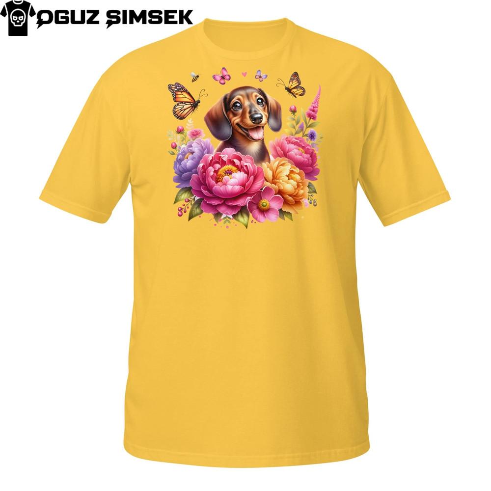 

Floral Dachshund Shirt – Adorable Sausage Dog Surrounded by Vibrant Blooms 2XL