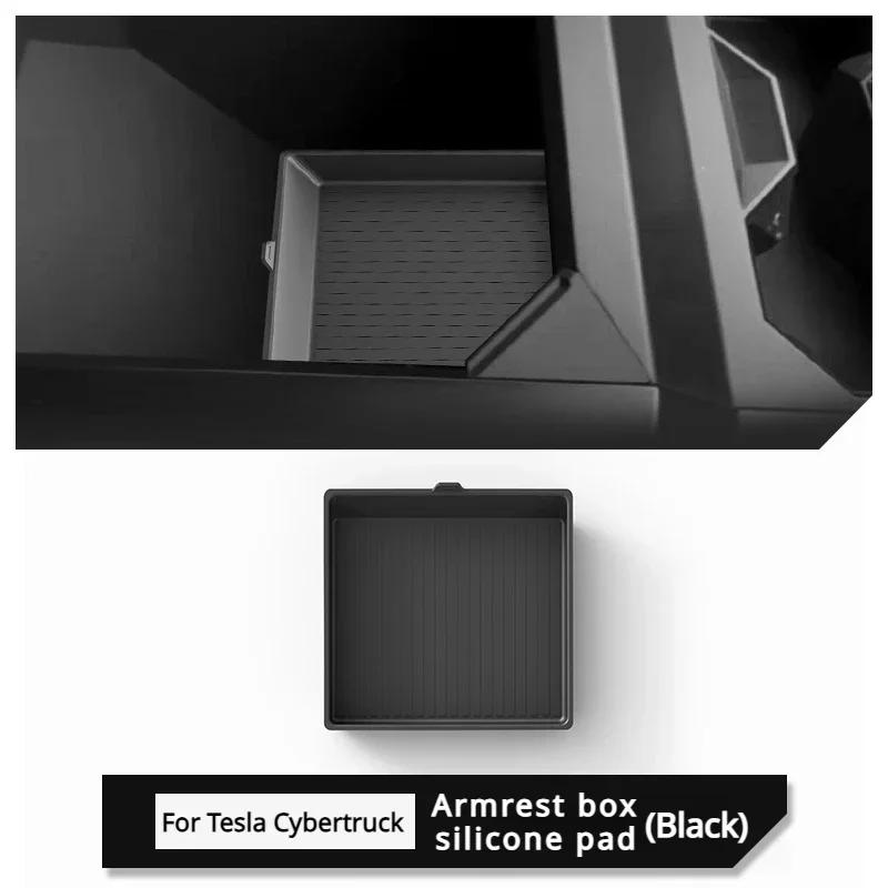 Für Tesla Cybertruck 2025 Armlehnenbox Silikonpolster Anti-Rutsch-Pad Aufbewahrungsbox Matte für Cyber Pickup Truck Dekorationszubehör