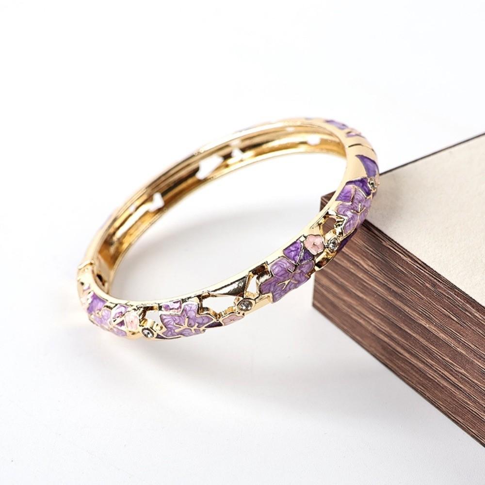 Pulsera de Flores de Colores Esmalte Pulsera de Mano para Mujer Artesanía Pulsera Vintage Cloisonné Niñas