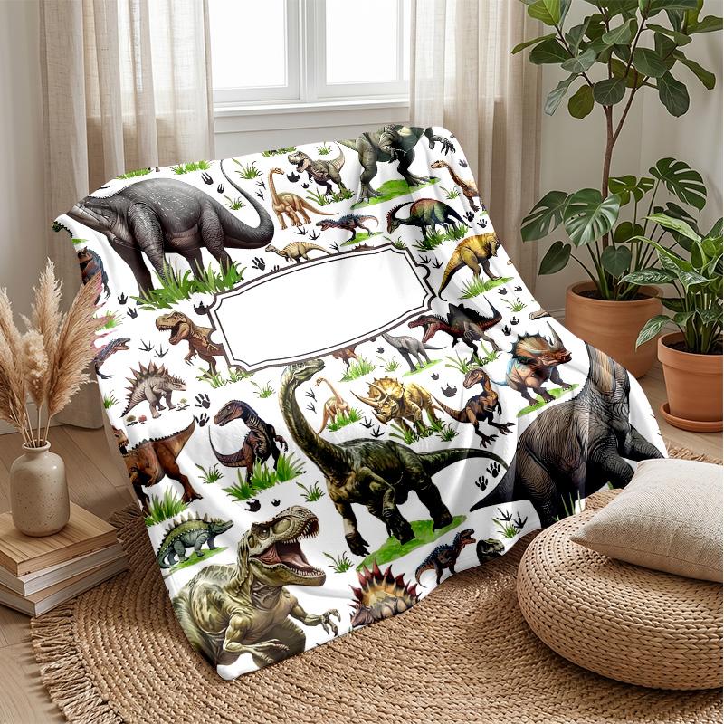 Pink Dinosaur Pattern Theme blanket Lightweight Warm Flannel Blanket Decorative Throw Blanket for Home Decoration