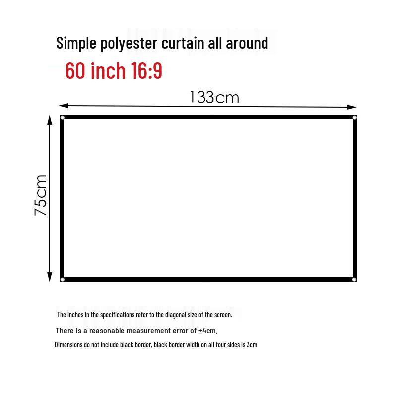 Portable Polyester HD Projection Screen - Foldable, 60 To 150 Inches, for Indoor/Outdoor Use