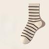 Female Spring and Summer Thin Stripe Sweat Absorbent Deodorant Boneless Moon Tube Cotton Socks