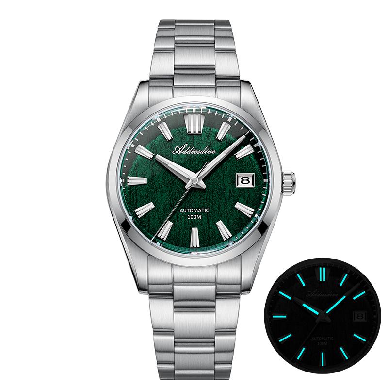 ADDIESDIVE Luxury Automatic Mechanical For Men Green Texture Dial Sapphire Crystal BGW9 Luminous Diver Watch AD2075 reloj hombre