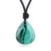 Malachite Teardrop Purification Amulet Leather Necklace for Women [KOAI]