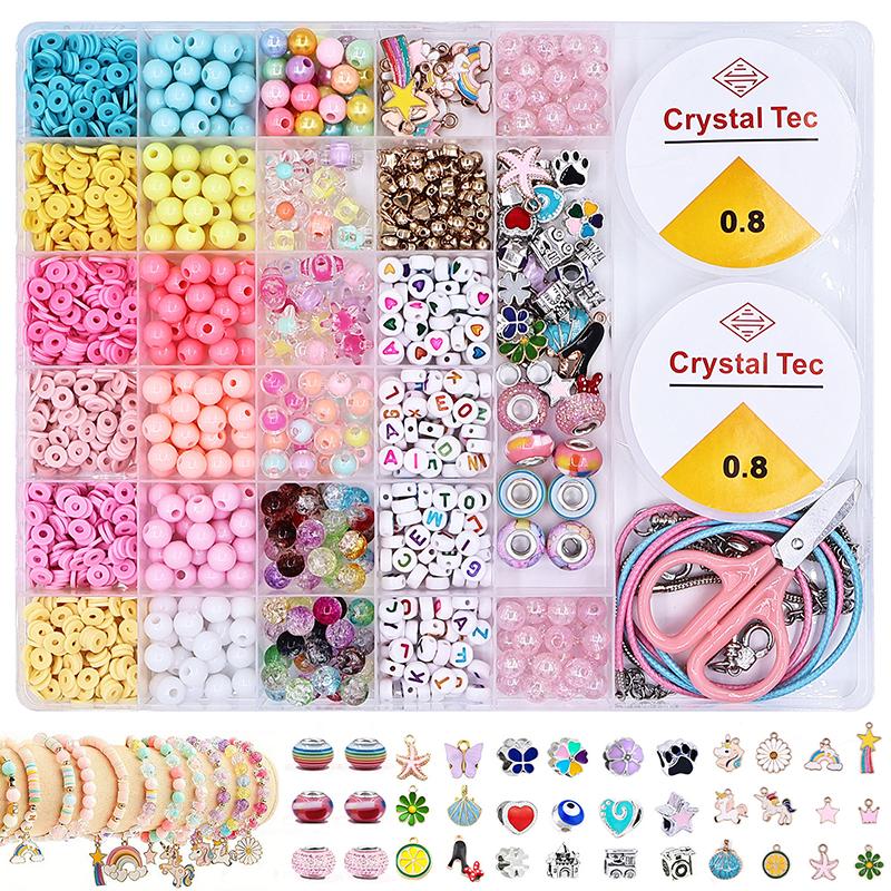 1Set Macaroon Color Beads Kit For Diy Jewelry Making Flat Loose Beads Kits Diy Jewelry Making Set Diy Jewelry Making Supplies