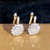 Luxury Female White Crystal Earring Charm Gold Color Clip Earrings for Women Vintage Wedding Jewelry