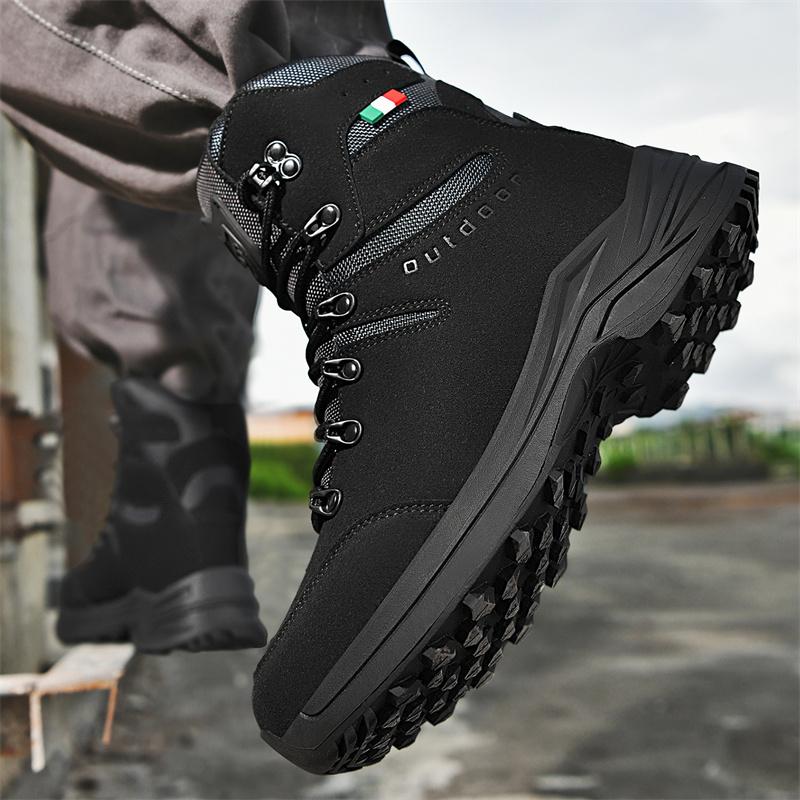High-top Boots Men Anti-slip Lace-up Breathable Outdoor Hiking Shoes Men Shock-absorbing Lace-up Low-top Casual Sports Shoes Men