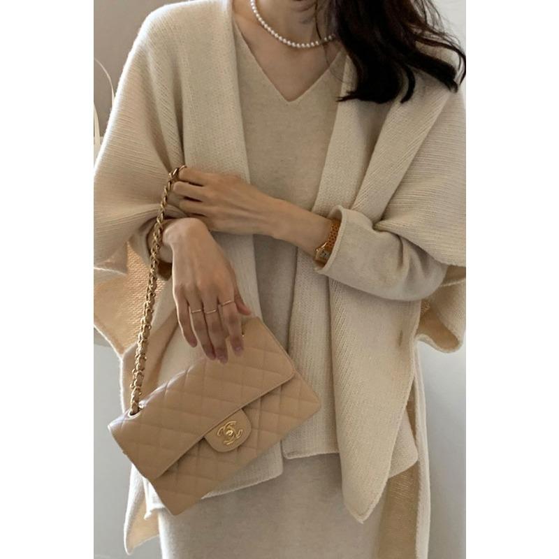 Fashion Loose Knitted Cardigan Shawl Jacket Women's Casual Gentle Elegant Sweaters Cape Autumn Winter Simple Solid Color Coats Female Clothing