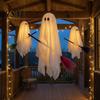 Hanging Ceiling Party Accents 3 Pcs Halloween Ghost Decorations, Spooky with Broom, Lighted Yard Ornaments Large Flying White for Tree Porch