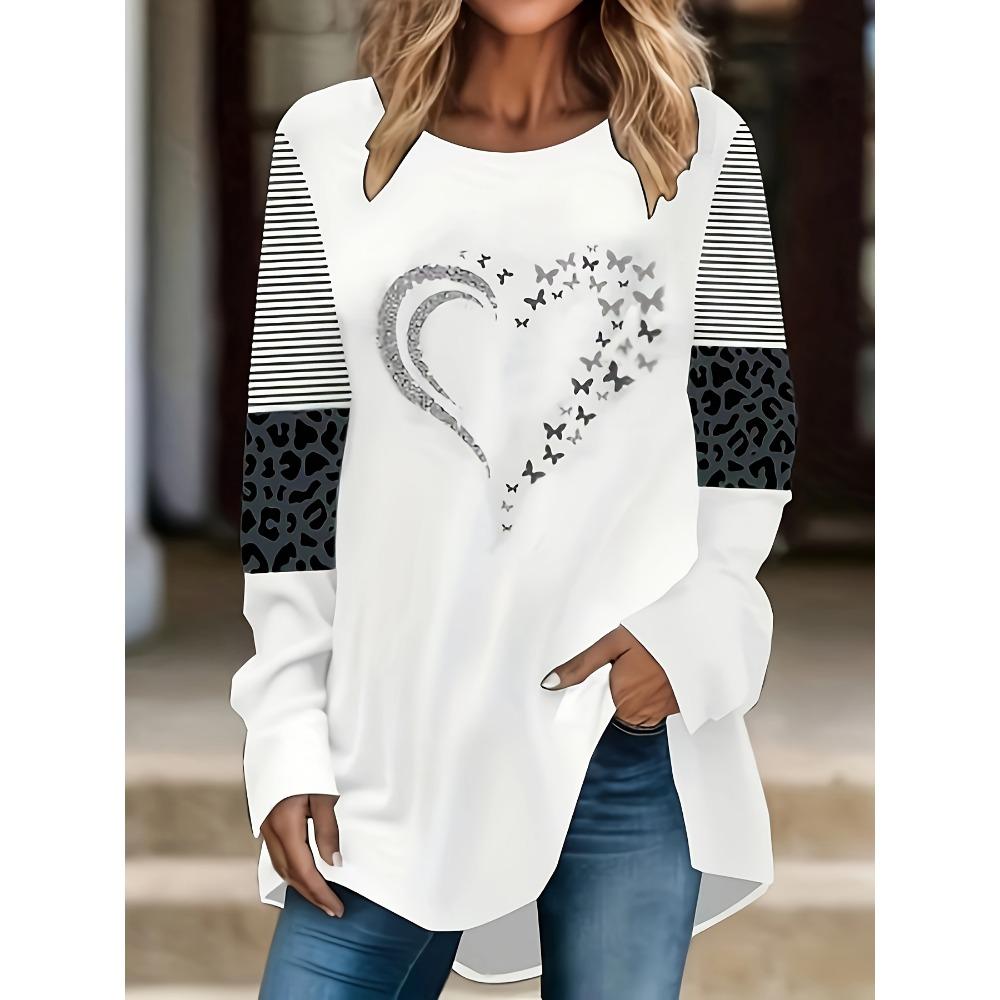 Ladies' Casual Long Sleeved T-shirt with Round Neck for Spring, Summer, and Autumn Fashion Tops