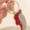 Keychain Pendant Sparkling Rhinestones Inlaid Dolphin Design Key Holder with Lobster Clasp Lightweight Car Bag Accessory