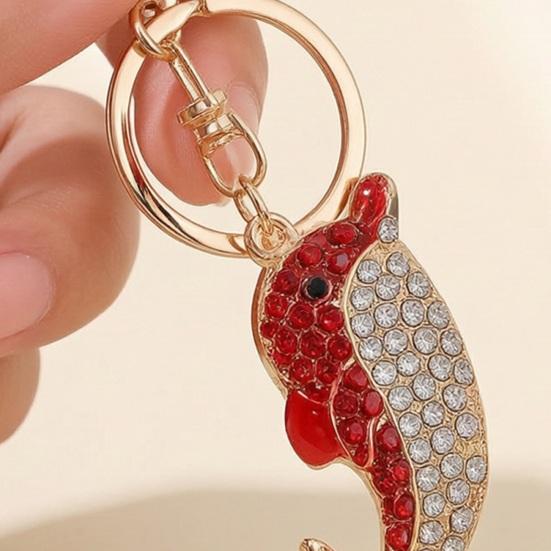 Keychain Pendant Sparkling Rhinestones Inlaid Dolphin Design Key Holder with Lobster Clasp Lightweight Car Bag Accessory