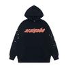 Mens Oversized Hooded Sweatshirt With Spiderweb Foam Print Cotton Fleece-Lined