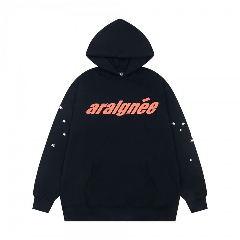 Mens Oversized Hooded Sweatshirt With Spiderweb Foam Print Cotton Fleece-Lined