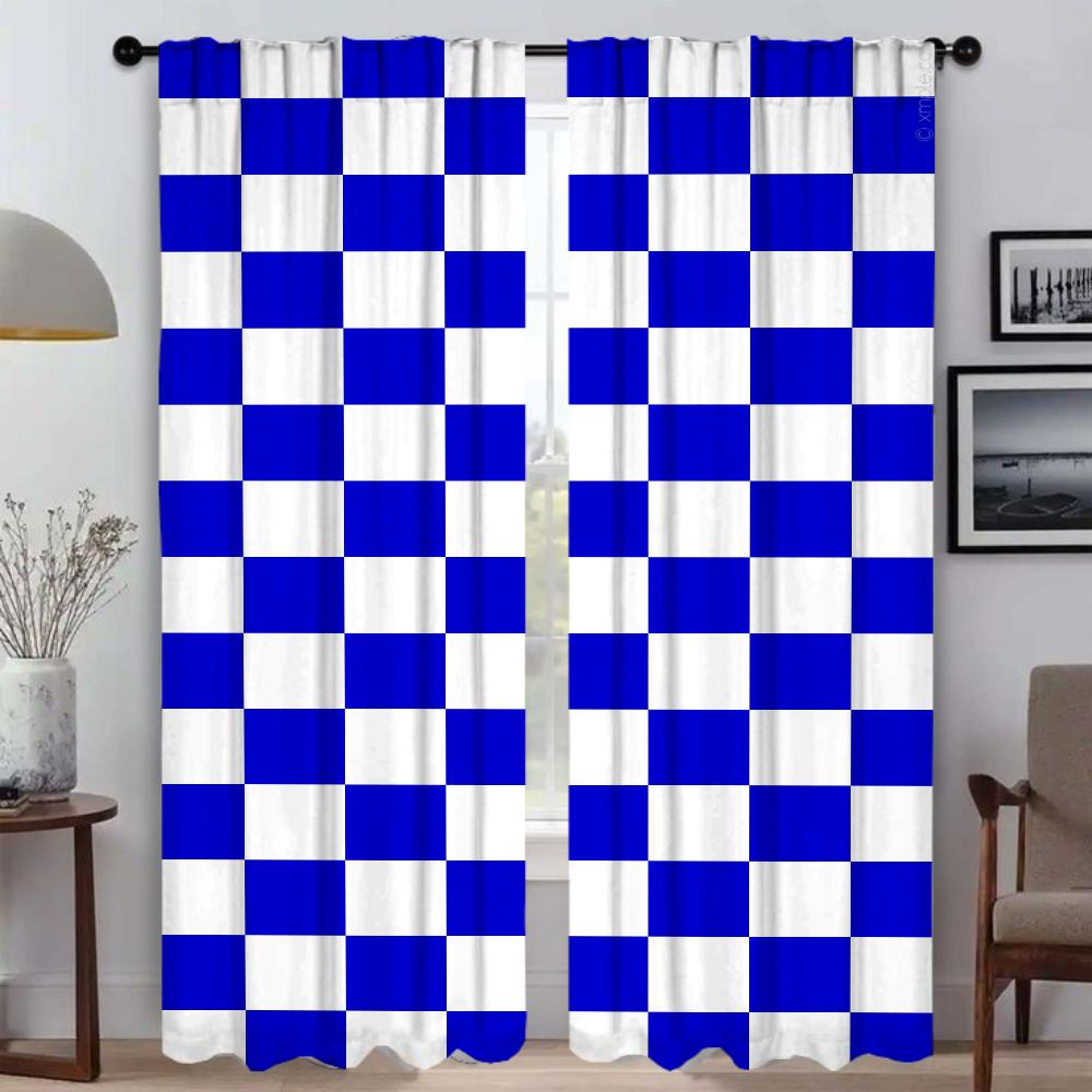 Set Of 2 Grid Halloween Decoration Living Room Curtains Camera Home Interior Partition Curtain Modern Light Blocking Made Polyester Great Window