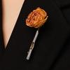 Flower Holder Brooch Pin with Copper Base, Polished Metal Lapel Accent for Daily Wear, Wedding and Party Styling